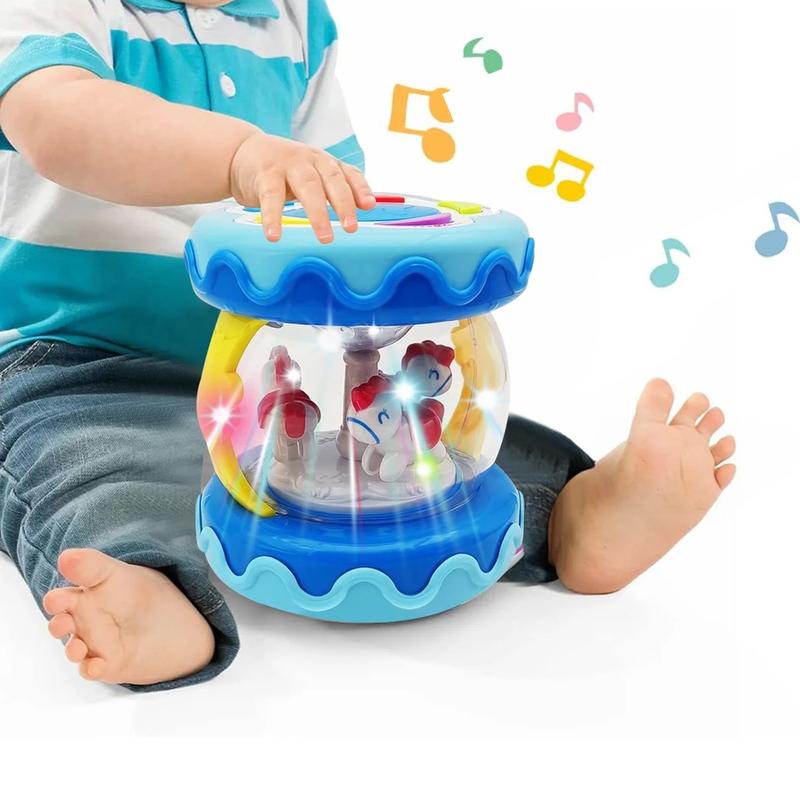 Light Up Musical Drum Toys for Boys Girls, 360 Degree Rotating Toy, Birthday Christmas Gifts