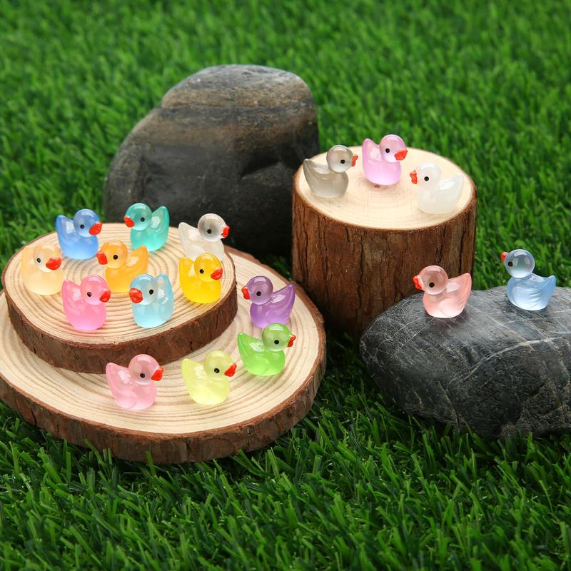 240pcs Luminous Mini Resin Ducks, Tiny Duck Bulk Glow in The Dark Small Plastic Miniature Ducks ， Craft Gifts Party Favors Toys