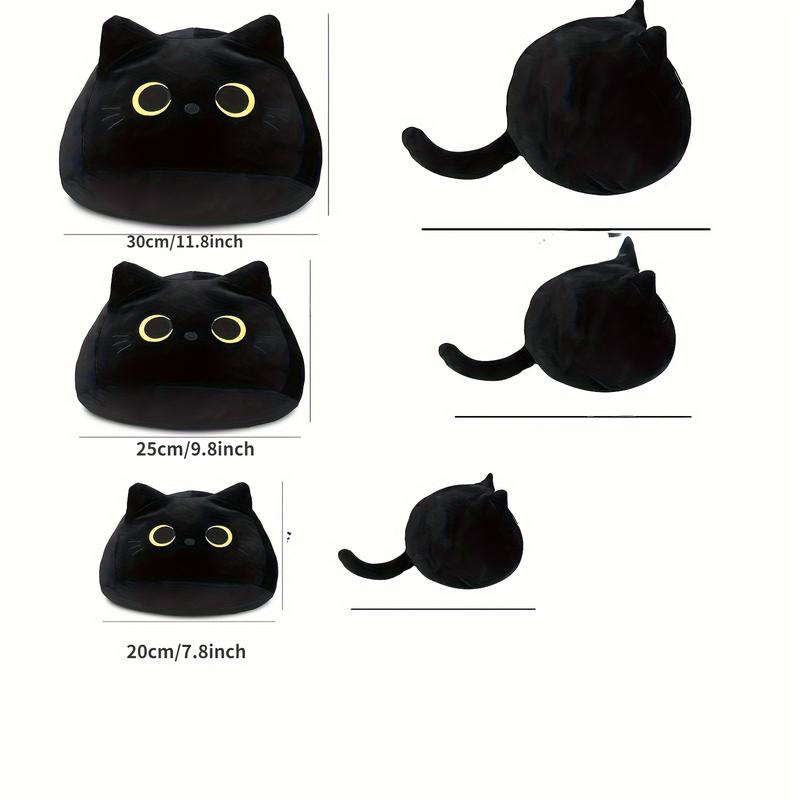 7-15inch Black Cat Pillow, Soft Plush Doll Black Cat Stuffed Animal, 3D Black Cat Plushies Pillow Baby Cute Plush Toys Shape Cat Design Sofa Fat Pillow Gifts bubble stuffedanimal