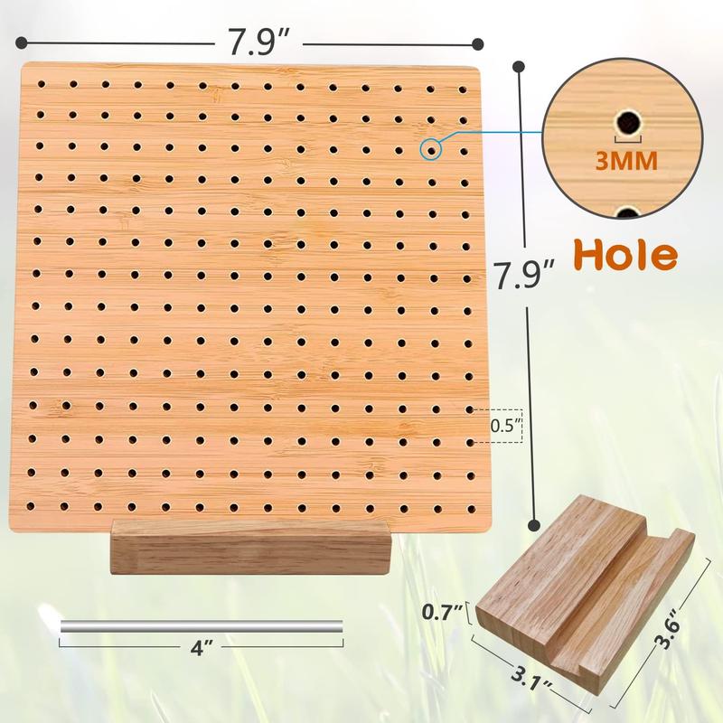 7.8 Inches Bamboo Wooden Board for Knitting Crochet and Granny Squares Blocking Board for Knitting and Crochet Projects Handcrafted Knitting Stainless Steel Pins