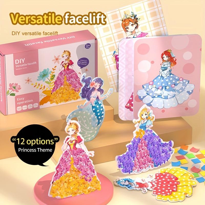 Fantasy Princess DIY Craft Kit with 12 Sticker Boards - Educational Dress-Up Puzzle Toy for Kids,Sensory Nanotopia Scissor Skills Set, Perfect Birthday & Christmas Gift