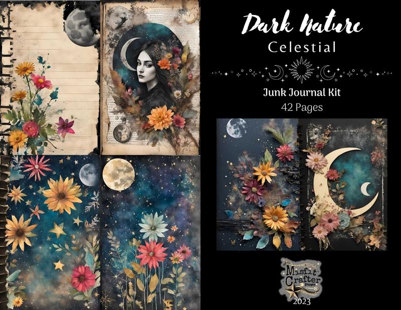 Misfit Crafter Designs- Dark Nature Celestial Junk Journal Kit