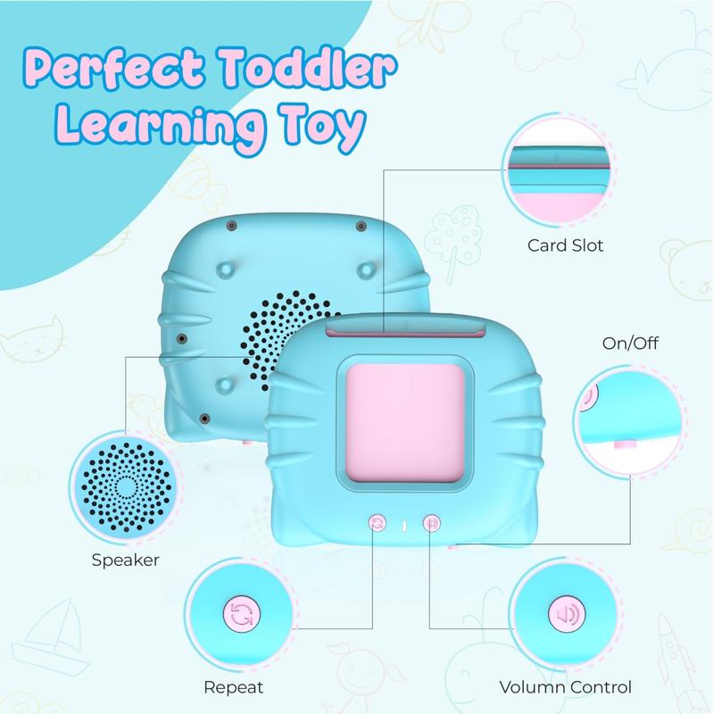 224 510(Spanish&English) Words Alphabet BilingualTalkingHash Cards for 3-8 YearsToddlers. Pocket Speech BuddyTherapy AutismToys,  EducationalLearing InteractiveToy for Boys GirlsKids Gifts Blue