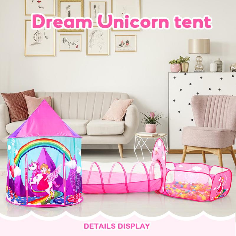 Princess Castle Playhouse Tent with Tunnel and Ball Pit - Perfect for Indoor and Outdoor Fun