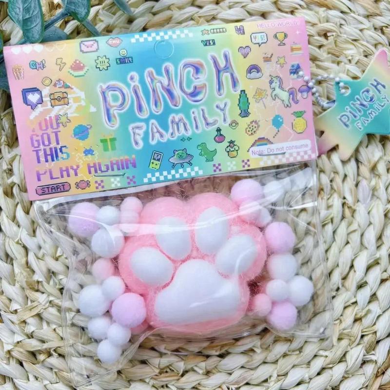 Funny Gift Squeeze Toy Squeeze Cat Paw Toys Mini Kawaii Plush Cat Paw Silicone Small Cats Paw Cute Pink Cat Foot Household Goods