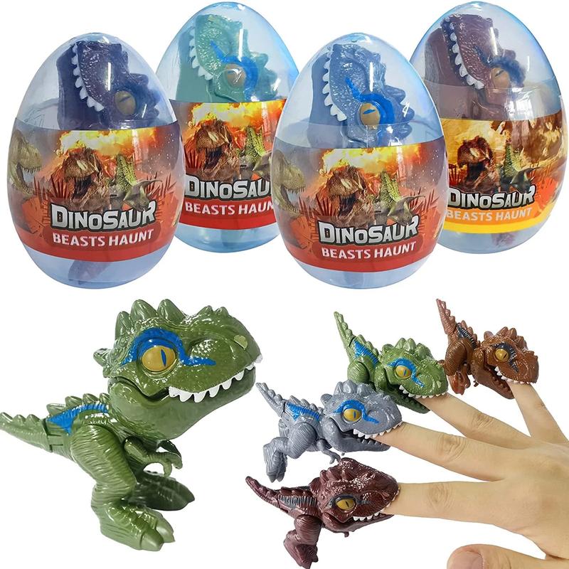 4Pcs 3.2 In Dinosaur Eggs Toys for Kids, Biting Fingers Tyrannosaurus Dinosaur Figure Toys Christmas Party Favors