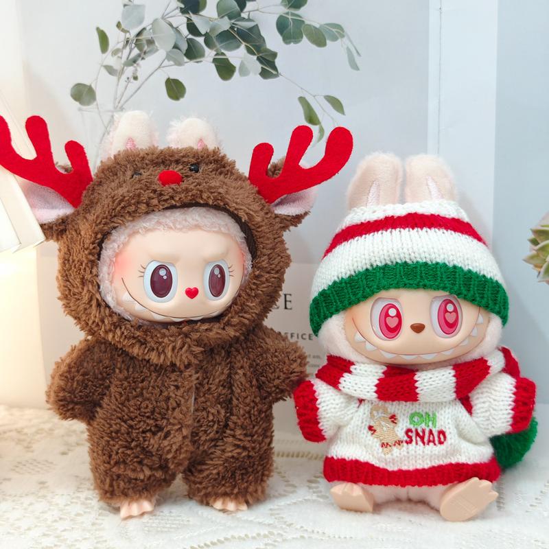 (Clothes Only) Christmas Doll Clothes labubu Monsters Handmade Christmas Clothes, labubu Have A Seat and Macarons Version Christmas Outfit