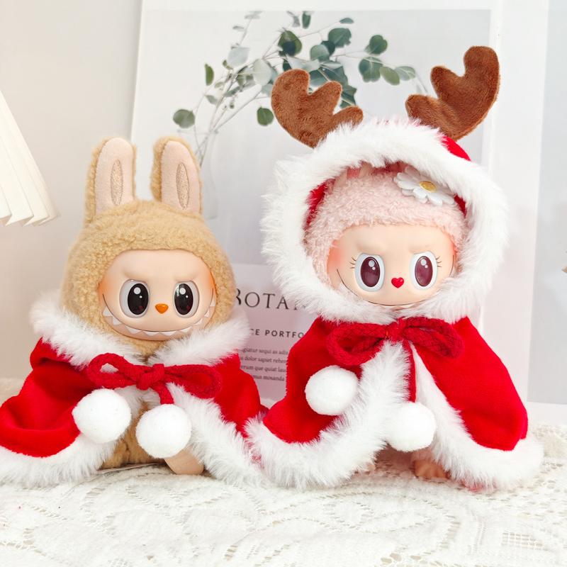 (Clothes Only) Christmas Doll Clothes labubu Monsters Handmade Christmas Clothes, labubu Have A Seat and Macarons Version Christmas Outfit