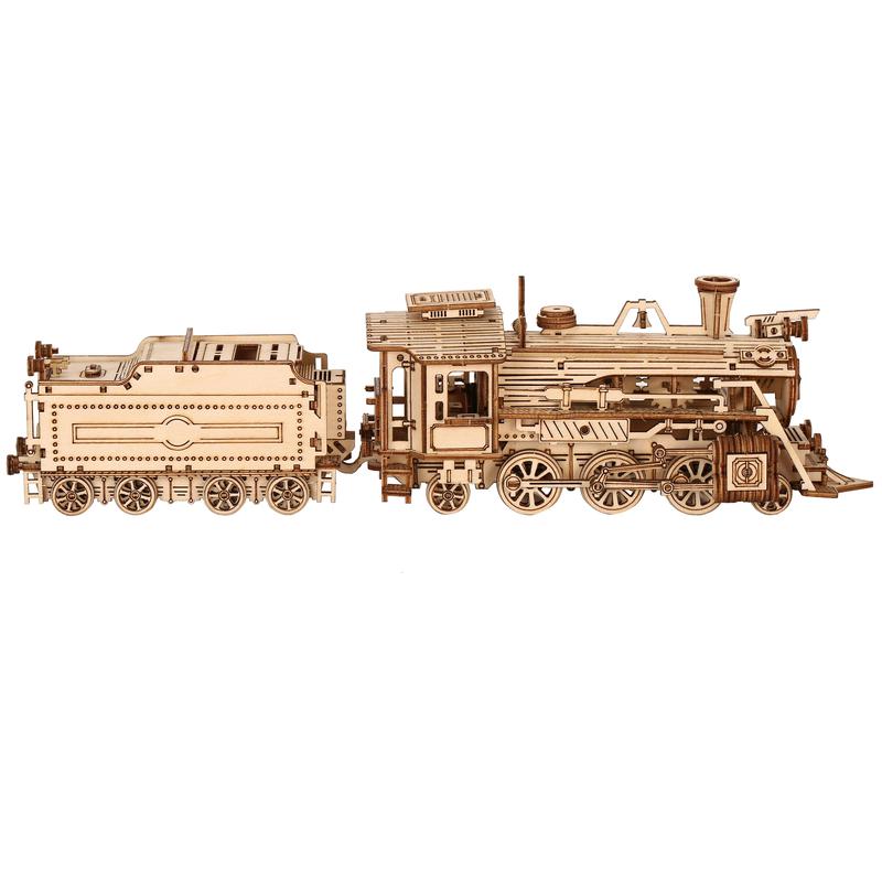 3D Wooden Puzzle for Adults-Mechanical Train Model Kits-Brain Teaser Puzzles-Vehicle Building Kits-Unique Gift