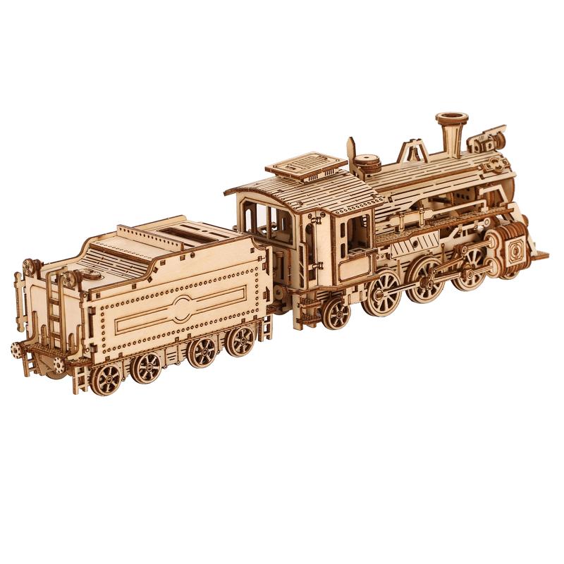 3D Wooden Puzzle for Adults-Mechanical Train Model Kits-Brain Teaser Puzzles-Vehicle Building Kits-Unique Gift