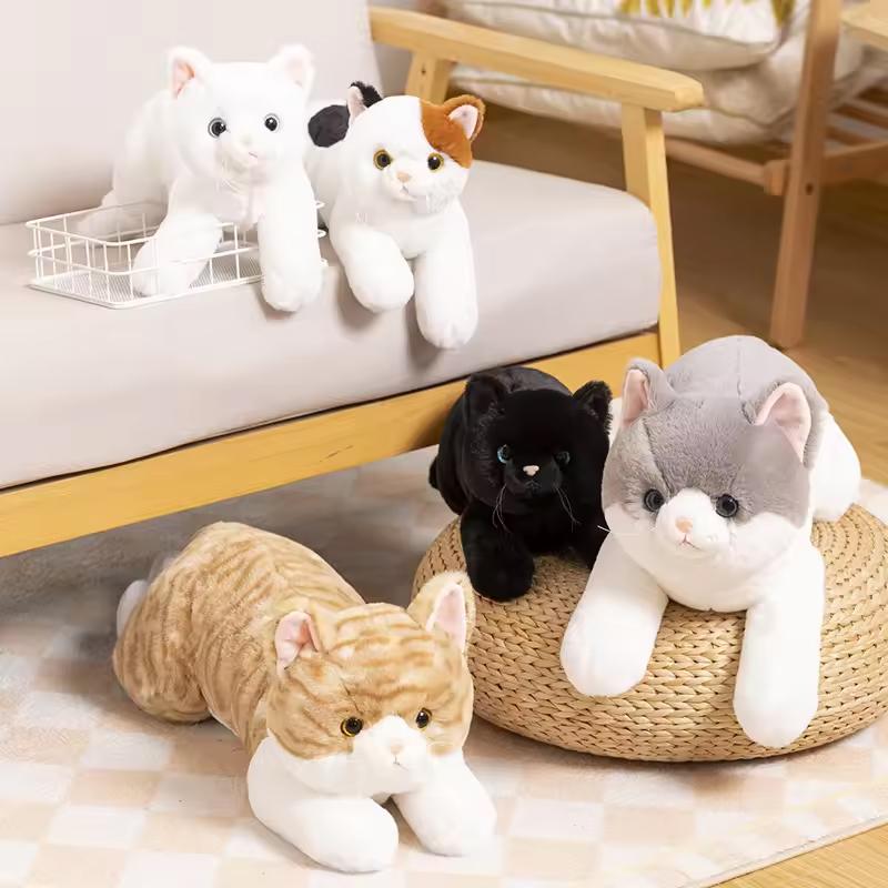 SNOWOLF 19.7”  27.5” Simulation Cat Toy  Plush Toy Cat Pillow Stuffed Animal Grey White Yellow Multi-Color Cat Home Decor Gift For Children