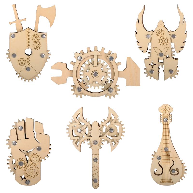 DND Class Fidget Toys Set of 6 Birch Plywood Laser Cut Gears Linkage ADHD Relief Toy for TTRPG Gamer - Ideal Gift for Tabletop RPG Player and Dungeon Master