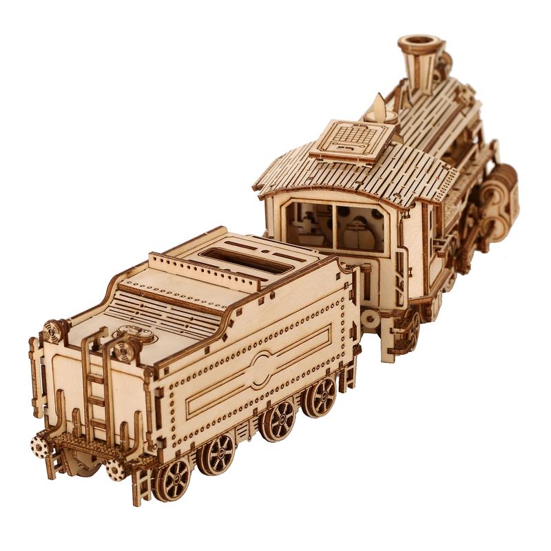 3D Wooden Puzzle for Adults-Mechanical Train Model Kits-Brain Teaser Puzzles-Vehicle Building Kits-Unique Gift