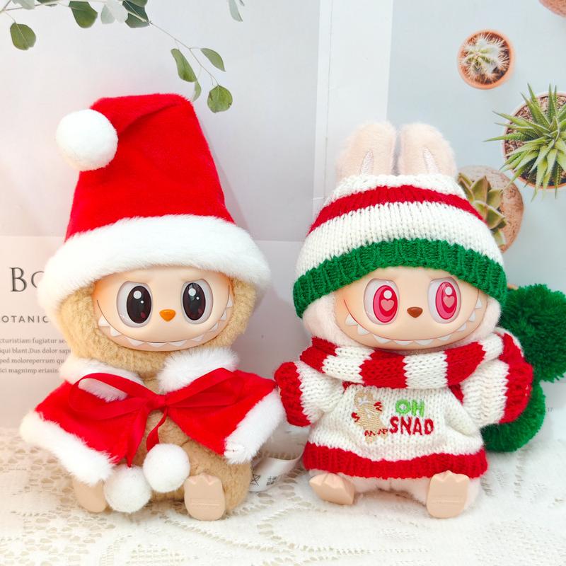 (Clothes Only) Christmas Doll Clothes labubu Monsters Handmade Christmas Clothes, labubu Have A Seat and Macarons Version Christmas Outfit