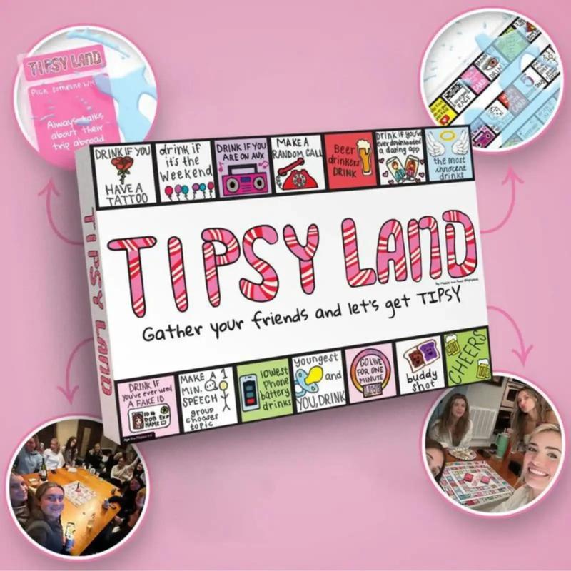 Funny Tipsyland Land Board Game Set Interactive Adult Party Game with Dice Cards and Accessories Perfect for Gatherings Fun Drinking Games Trending on TikTok