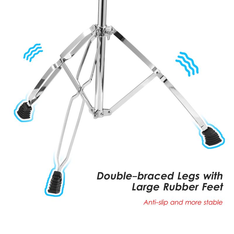 Cymbal Stand Straight & Boom Cymbal Stand Double Braced Legs Height & Angle Adjustable Drum-kit Cymbal Support Rack Heavy Duty Boom Straight Combo with Rubber Feet Suitable for 14-20 inch Cymbals