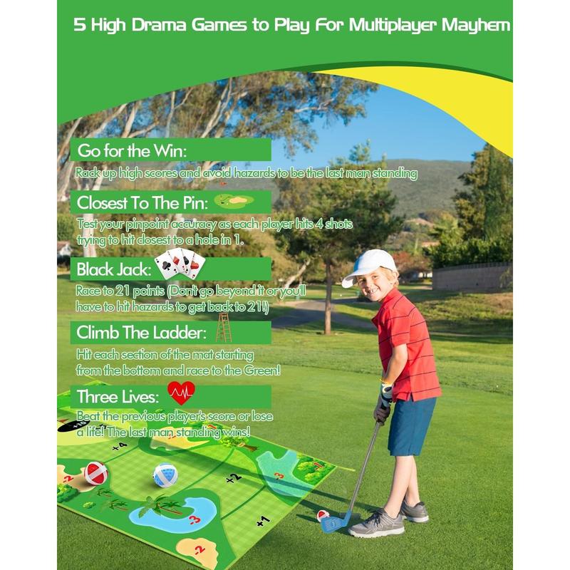 Sticky Chipping Game with Golf Club and Training Mat, featuring 20 Sticky Balls for Indoor and Outdoor Practice, suitable for Adults and Kids.