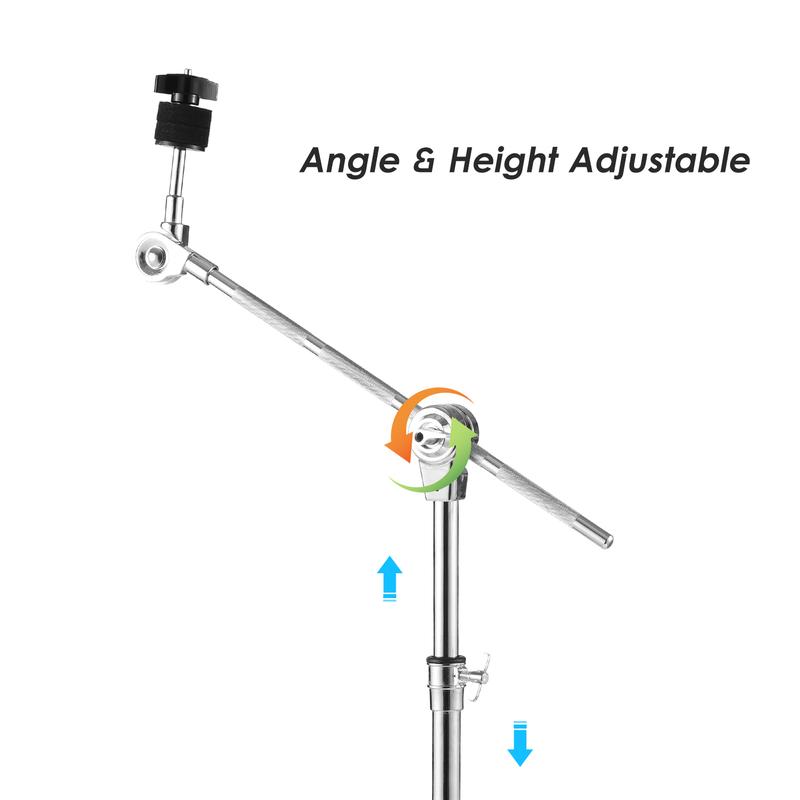 Cymbal Stand Straight & Boom Cymbal Stand Double Braced Legs Height & Angle Adjustable Drum-kit Cymbal Support Rack Heavy Duty Boom Straight Combo with Rubber Feet Suitable for 14-20 inch Cymbals