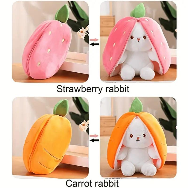 Bunny Plush Strawberry Stuffed Animal Carrot Rabbit Plushie Toy for Kids - Thanksgiving Christmas Gift for Girls