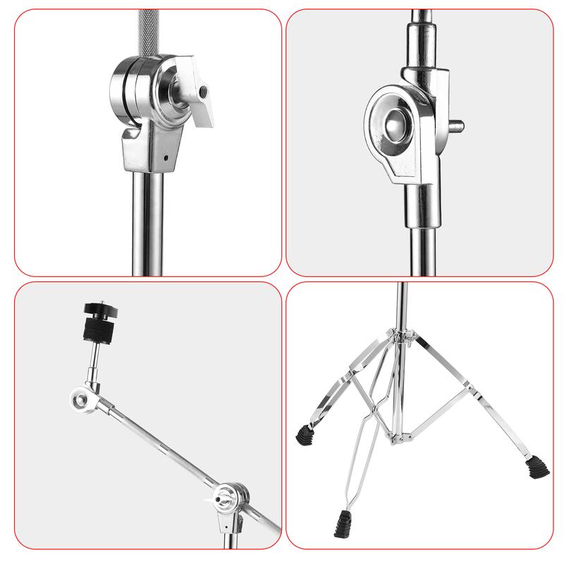 Cymbal Stand Straight & Boom Cymbal Stand Double Braced Legs Height & Angle Adjustable Drum-kit Cymbal Support Rack Heavy Duty Boom Straight Combo with Rubber Feet Suitable for 14-20 inch Cymbals