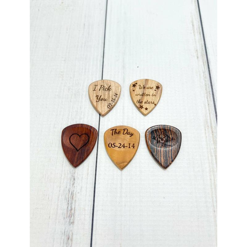 Custom Engraved Wood Guitar Pick