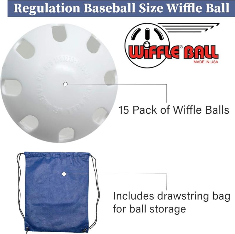 WIFFLE Ball Baseballs Official Size (15 Pack) with Bonus  Drawstring Bag