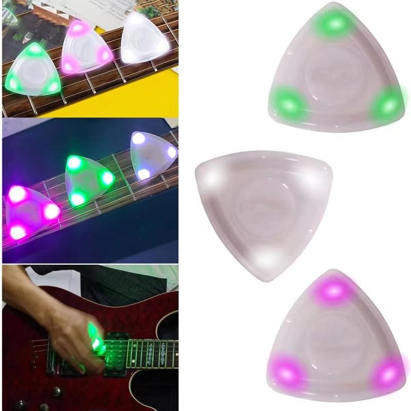 Fashion Cool Beat Picks Beatpicks Touch Luminous LED Glowing Guitar Pick Light up Plectrum for Ukulele Bass Electric Guitarists