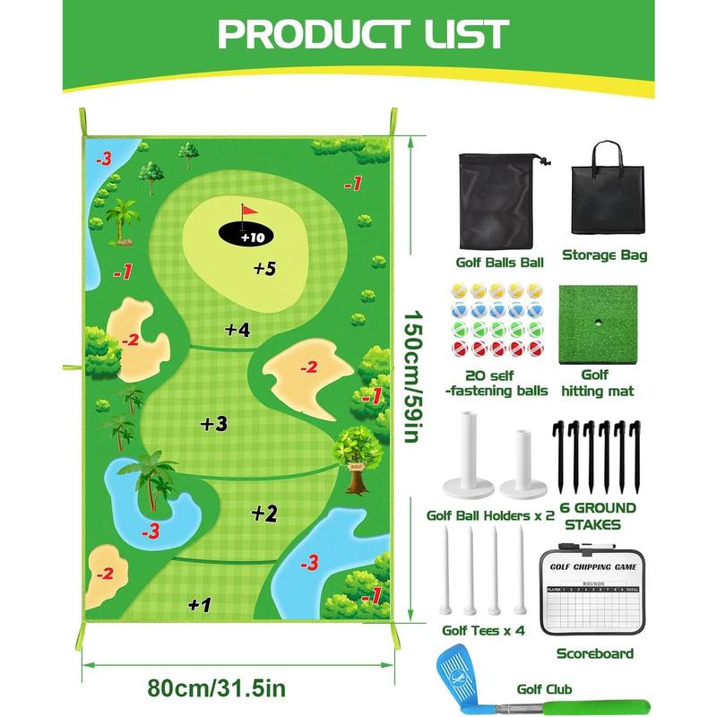 Sticky Chipping Game with Golf Club and Training Mat, featuring 20 Sticky Balls for Indoor and Outdoor Practice, suitable for Adults and Kids.