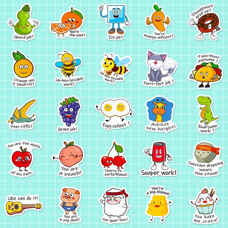 Cute Cartoon Pattern Sticker, 50pcs set Waterproof Self Adhesive Decor Paper, DIY Decor Sticker for Gift Greeting Card Water Bottle Laptop Phone