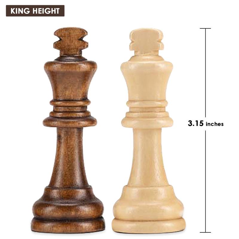 AMEROUS Wooden Chess Pieces Only, Staunton Style Wood Chessmen with 3.15