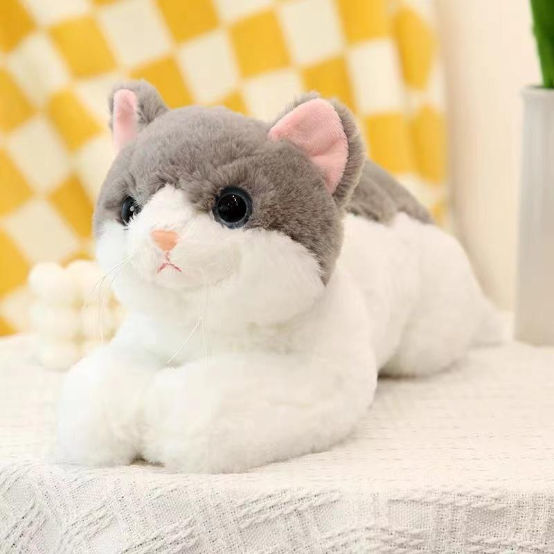 SNOWOLF 19.7”  27.5” Simulation Cat Toy  Plush Toy Cat Pillow Stuffed Animal Grey White Yellow Multi-Color Cat Home Decor Gift For Children