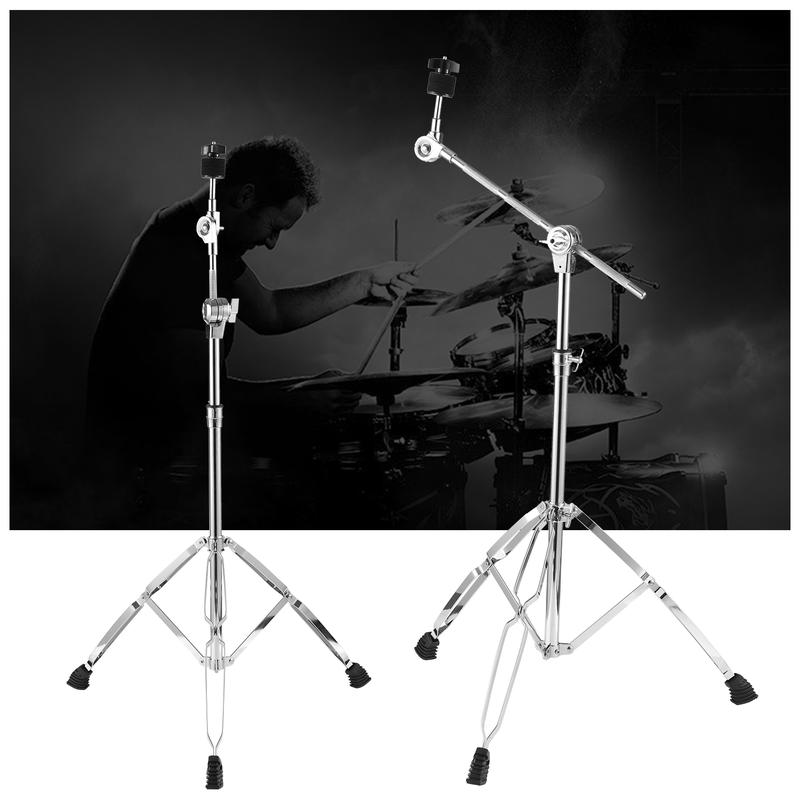 Cymbal Stand Straight & Boom Cymbal Stand Double Braced Legs Height & Angle Adjustable Drum-kit Cymbal Support Rack Heavy Duty Boom Straight Combo with Rubber Feet Suitable for 14-20 inch Cymbals