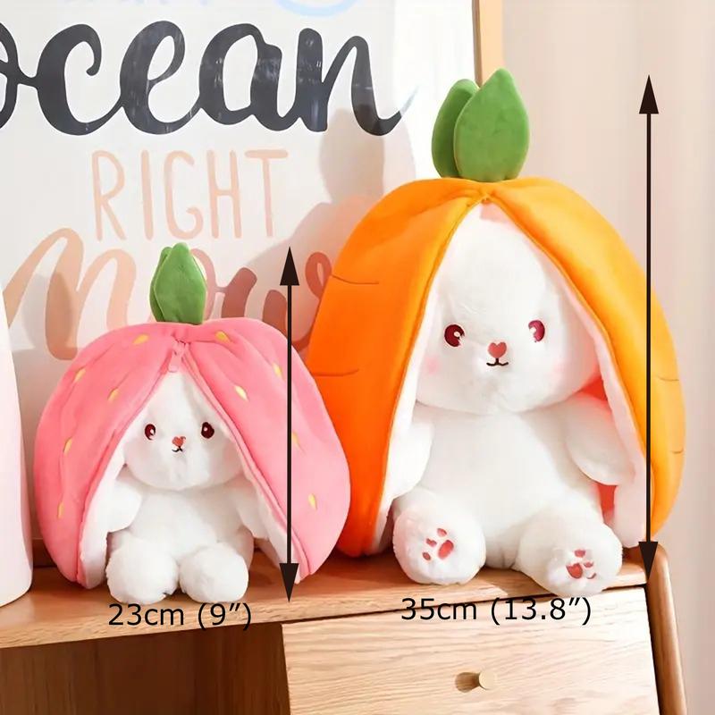 Bunny Plush Strawberry Stuffed Animal Carrot Rabbit Plushie Toy for Kids - Thanksgiving Christmas Gift for Girls