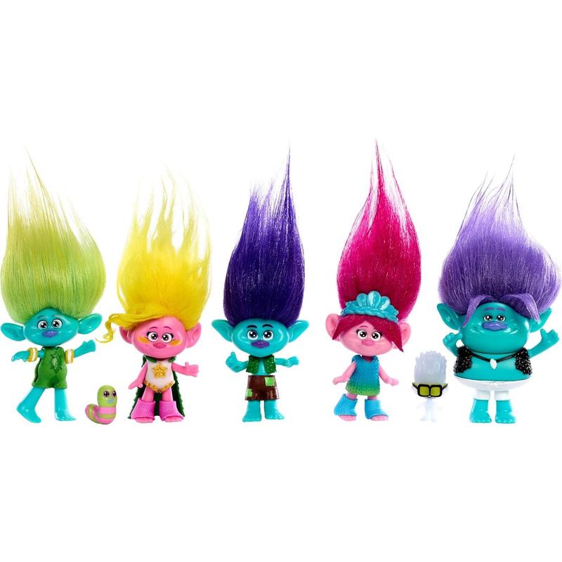 Mattel DreamWorks Trolls Band Together Toys, Best of Friends Pack with 5 Small Dolls & 2 Character Figures, Includes Queen Poppy Doll ( Exclusive)