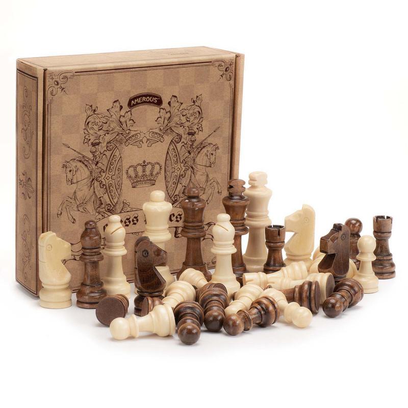 AMEROUS Wooden Chess Pieces Only, Staunton Style Wood Chessmen with 3.15