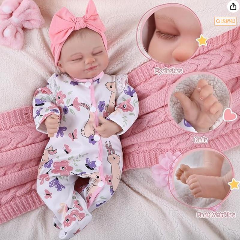 BABESIDE Lifelike Reborn Baby Dolls - 17-Inch Soft Baby Feeling Realistic-Newborn Baby Dolls Sweet Smile Sleeping Real Life Baby Dolls Girl with Gift Box for Kids Age 3 +