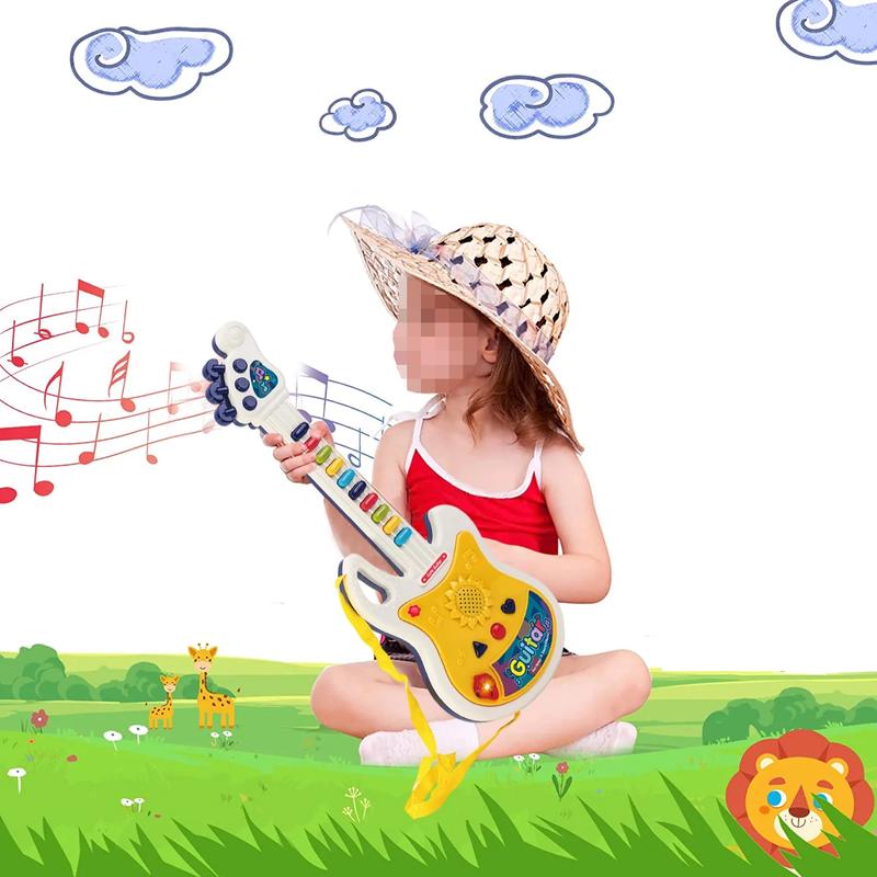 Kids Guitar Toy, Guitar and Microphone Set for Boy Girl , Guitar Toys with Music & Colorful Light, Kids Musical Instruments Educational Toys for Kids