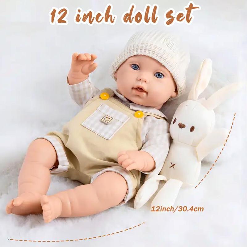 12 Inch Doll Set, 1 Set Cute Doll with Clothes & Accessories, Realistic Newborn Doll, Birthday Gift, Doll Accessories