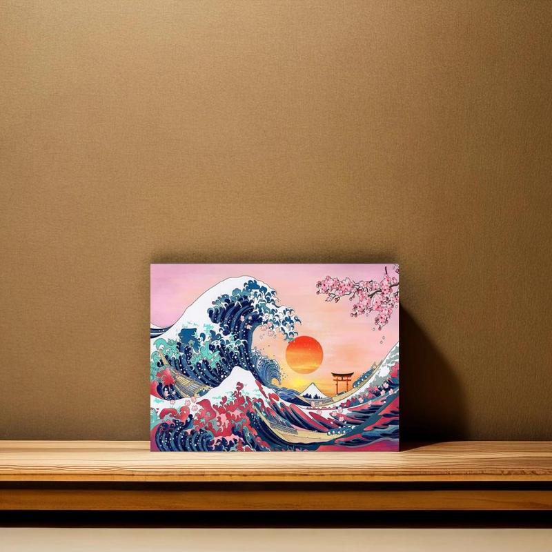 Sea Wave & Sunset Pattern DIY Diamond Diamond Arts Colorful Painting Kit without Frame, 1 Set 5D DIY Diamonds Art Decorative Painting