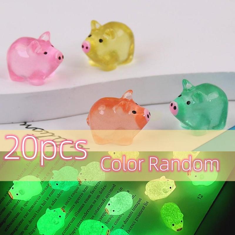 Mini Cartoon Piggy Design Resin Ornament, Cute Piggy Shaped Decorative Ornament, DIY Handmade Jewelry Resin Accessories, Micro Landscape Decoration, Luminous Piggy for Fish Tank