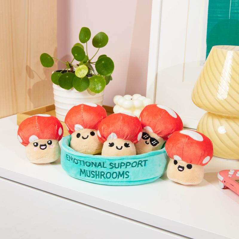 Emotional Support Plush Mushrooms with Unique Expressions