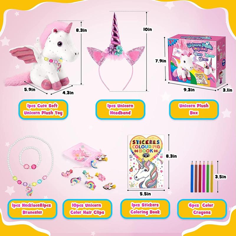 Unicorns Gifts for Girls Age 3-8,Unicorn Toys for 3 4 5 6 7 8 Year Old Girls,Unicorn Stuffed Animals Kids Toys for Girls Age 3-8 Year Old,Soft Plush Girl Toys Set,Idea Girl Gifts for Birthday Xmas