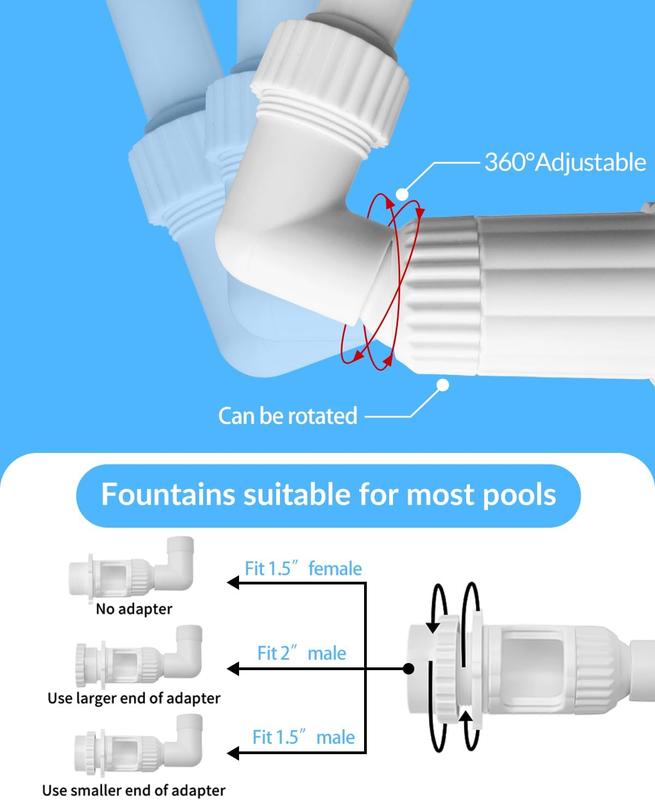 Pool Fountain for above and In-Ground Pools, Adjustable Dual Spray Waterfall Sprinkler Cooler for Pool, Swimming Pool Spa Water Fountain, High-Pressure Pool Spray Fountain