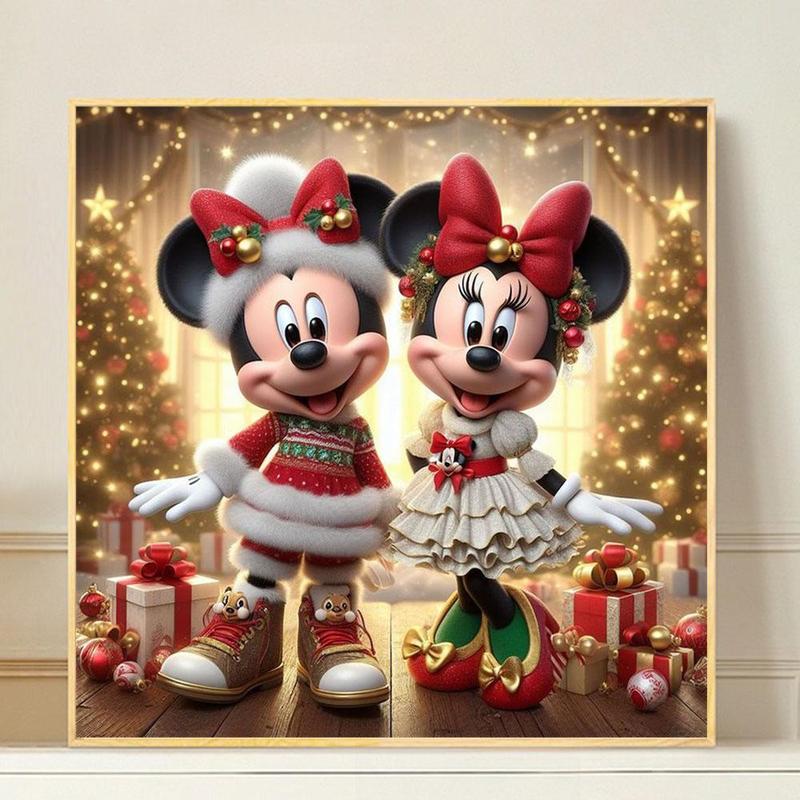 Disney Mickey & Minnie Mouse Pattern DIY Diamond Arts Colorful Painting Kit without Frame, DIY 5D Diamond Arts Painting Kit, Wall Art Decor for Home