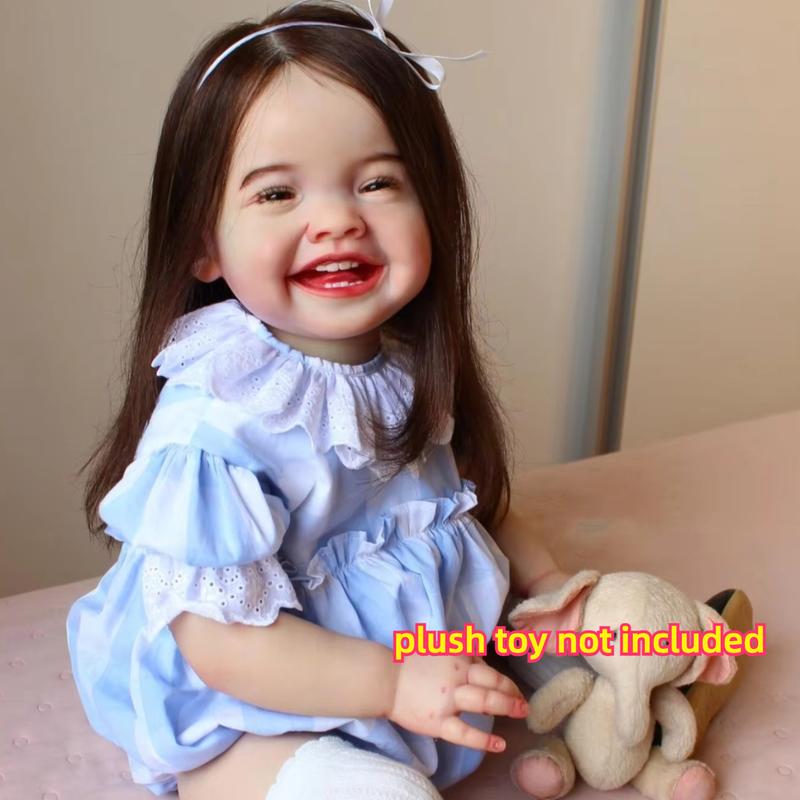 24-Inch Fashion Princess Doll in Blue with Vinyl Limbs, Cloth Body, and Hand-Rooted Hair, Reborn Baby Doll for Birthday and Art Gifts