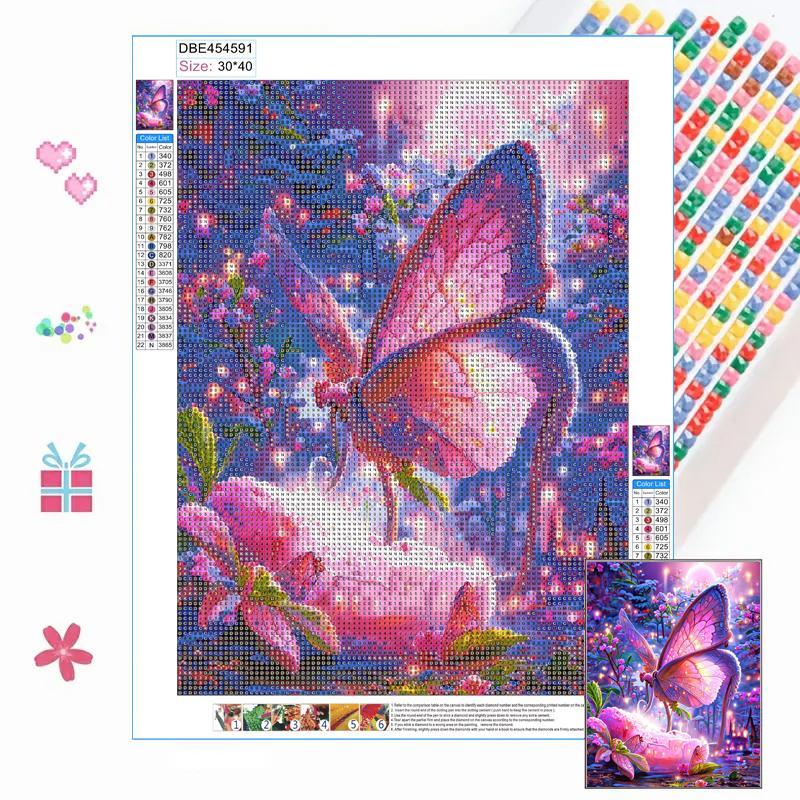 Dream Butterfly Pattern DIY Diamond Art Decorative Painting Kit without Frame, 1 Set DIY Diamond Arts Colorful Painting, Handmade Craft Gift, Wall Art Decoration for Home Living Room Bedroom