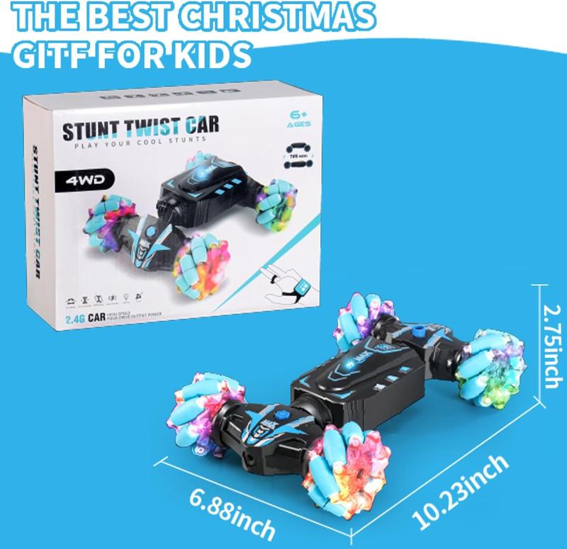 Gesture Sensing RC Stunt Car with Light & Music,Drift Hand Controlled Remote Control Twist Cars Toys for 8-12 yr Boys Girls,4WD 2.4GHz Monster Truck 360? Flips Spray,Xmas Gift for Kids.