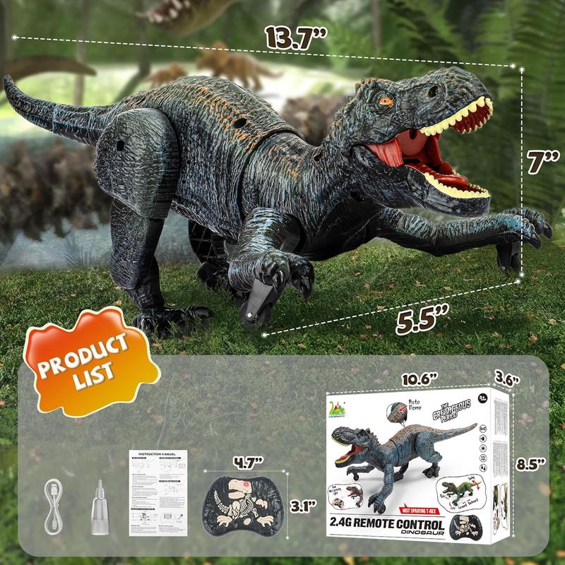 Remote Control Dinosaurs Toys for Kids 3-5 5-7 T-Rex Dinosaurs from Dinosaurs World, Electric Robot Walking Dinosaur with Light& Roaring Sound, Toys for Christmas