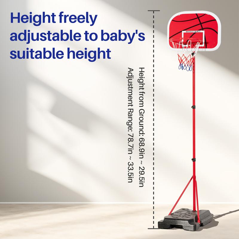 Geyiie Kids Basketball Hoop with Stand, Adjustable 2.4-6.5 Ft Basketball Set, Toddler Basketball Toys for Boys Age 3 4 5 6 7 8, Portable Indoor Gifts