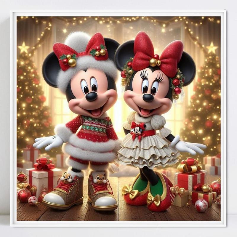 Disney Mickey & Minnie Mouse Pattern DIY Diamond Arts Colorful Painting Kit without Frame, DIY 5D Diamond Arts Painting Kit, Wall Art Decor for Home